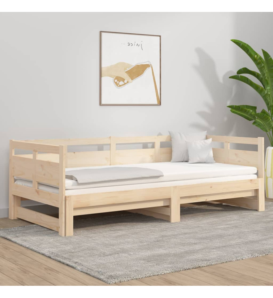 Lit coulissant Bois de pin solide 2x(90x190) cm Lit coulissant Bois de pin solide 2x(90x190) cm