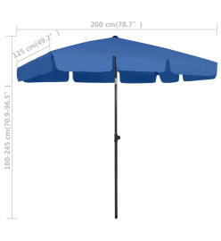 Parasol de plage bleu azur 200x125 cm