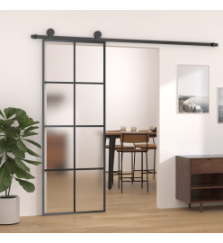 Porte coulissante Aluminium et verre ESG 76x205 cm Noir