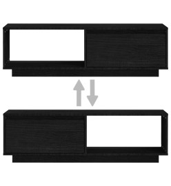 Meuble TV Noir 110x30x33,5 cm Bois de pin massif