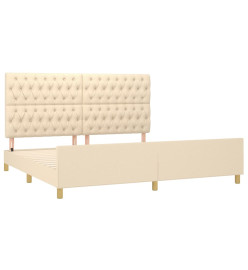 Cadre de lit avec tête de lit Crème 200 x 200 cm Tissu