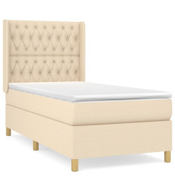Lit à sommier tapissier avec matelas Crème 100x200 cm Tissu