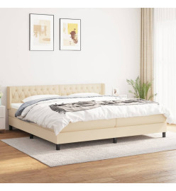 Lit à sommier tapissier avec matelas Crème 200x200 cm Tissu