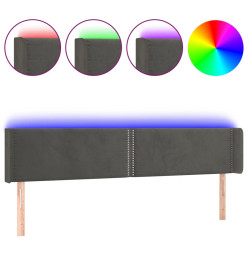 Tête de lit à LED Gris foncé 203x16x78/88 cm Velours
