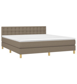 Sommier tapissier avec matelas et LED Taupe 180x200 cm Tissu