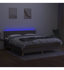 Sommier tapissier avec matelas et LED Taupe 180x200 cm Tissu