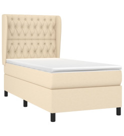Lit à sommier tapissier avec matelas Crème 100x200 cm Tissu