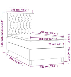 Sommier tapissier avec matelas et LED Crème 100x200 cm Tissu