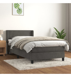 Lit à sommier tapissier et matelas Gris foncé 80x200 cm Velours