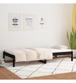 Lit de jour Noir 90x190 cm Simple Bois de pin massif