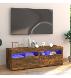 Meuble TV avec lumières LED chêne fumé 120x35x40 cm