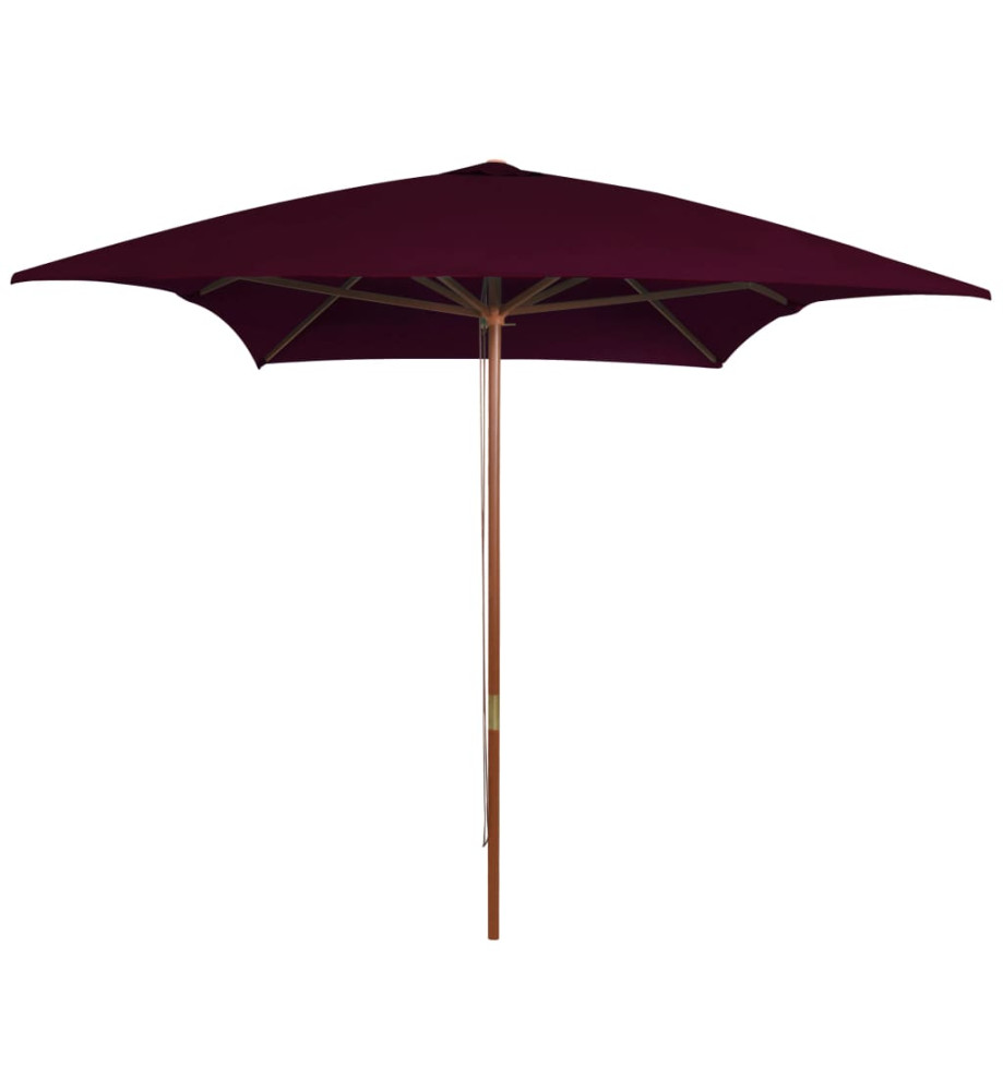 Parasol d'extérieur avec mât en bois Rouge bordeaux 200x300 cm