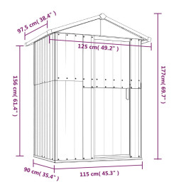 Abri de jardin Gris 126x97,5x177 cm Acier galvanisé