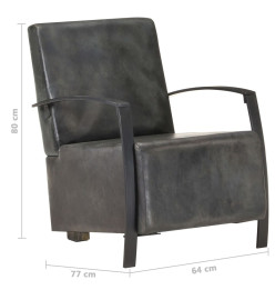 Fauteuil Gris Cuir véritable