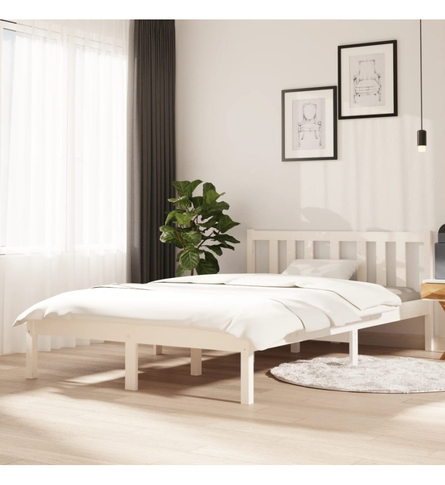 Cadre de lit Blanc Bois massif 120x200 cm Cadre de lit Blanc Bois massif 120x200 cm
