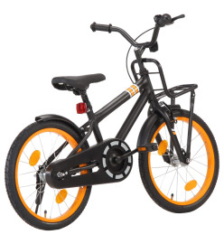 Vélo d'enfant avec porte-bagages avant 18 pouces Noir et orange