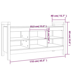 Banc d'entrée Noir 110x40x60 cm Bois de pin massif