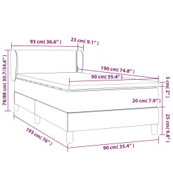 Lit à sommier tapissier avec matelas Noir 90x190 cm Tissu