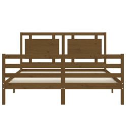 Cadre de lit avec tête de lit marron miel 160x200cm bois massif
