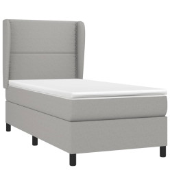 Lit à sommier tapissier avec matelas Gris clair 100x200cm Tissu