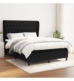 Lit à sommier tapissier avec matelas Noir 140x190 cm Tissu