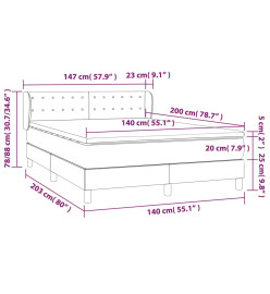 Lit à sommier tapissier avec matelas Taupe 140x200 cm Tissu