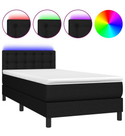 Sommier tapissier avec matelas et LED Noir 90x200 cm Tissu
