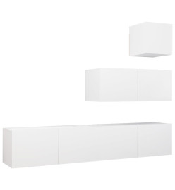 Ensemble de meuble TV 4 pcs Blanc Aggloméré