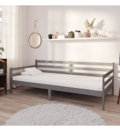 Lit de repos avec matelas 90x200 cm Gris Bois de pin massif
