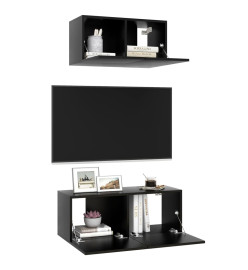 Ensemble de meuble TV 2 pcs Noir Aggloméré