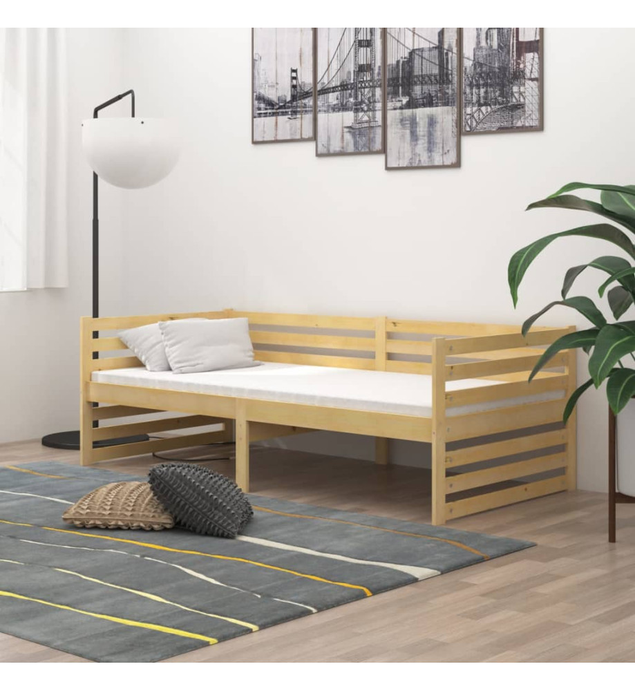 Lit de repos avec matelas 90x200 cm Bois de pin massif Lit de repos avec matelas 90x200 cm Bois de pin massif