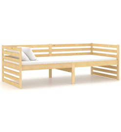Lit de repos avec matelas 90x200 cm Bois de pin massif