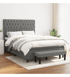 Lit à sommier tapissier avec matelas Gris foncé 140x200cm Tissu