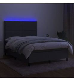 Sommier tapissier et matelas et LED Gris foncé 140x200 cm Tissu