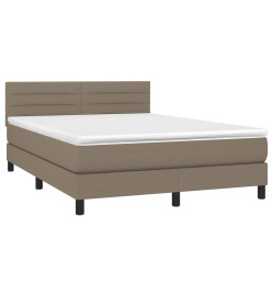 Lit à sommier tapissier avec matelas Taupe 140x200 cm Tissu
