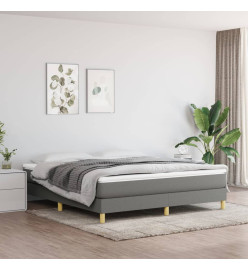 Lit à sommier tapissier avec matelas Gris foncé 160x200cm Tissu