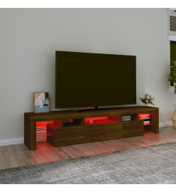 Meuble TV avec lumières LED Chêne marron 200x36,5x40 cm