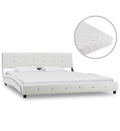 Lit avec matelas Blanc Similicuir 160 x 200cm