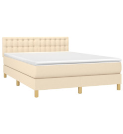 Lit à sommier tapissier avec matelas Crème 140x190 cm Tissu