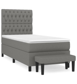 Lit à sommier tapissier avec matelas Gris foncé 90x200 cm Tissu