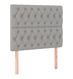 Sommier tapissier matelas et LED Gris clair 100x200 cm Tissu