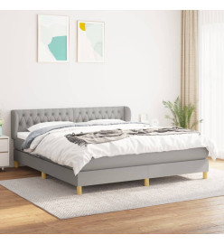 Lit à sommier tapissier avec matelas Gris clair 180x200cm Tissu