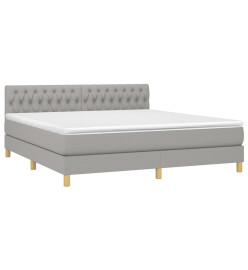 Lit à sommier tapissier avec matelas Gris clair 180x200cm Tissu
