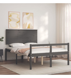 Cadre de lit avec tête de lit gris 140x200 cm bois massif