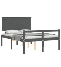 Cadre de lit avec tête de lit gris 140x200 cm bois massif