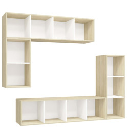 Ensemble meubles TV 4 pcs Blanc/chêne sonoma Bois d'ingénierie