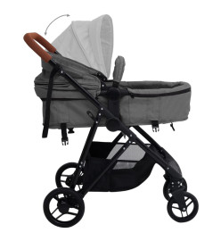 Poussette pour bébé 2-en-1 Gris clair et noir Acier