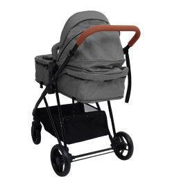 Poussette pour bébé 2-en-1 Gris clair et noir Acier