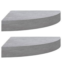 Étagères d'angle murales 2 pcs Gris béton 25x25x3,8 cm MDF