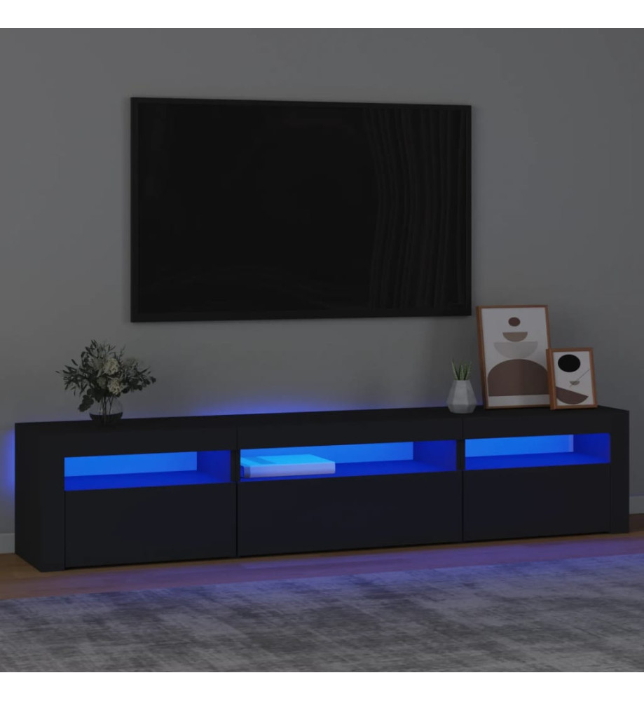 Meuble TV avec lumières LED Noir 195x35x40 cm